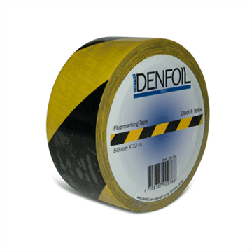 Gulvtape til oppmerking - 50 mm x 33 m Sort/ gul farge Gulvtape til oppmerking - 50 mm x 33 m Sort/ gul farge