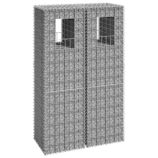 Gabionstolper 2 stk 40x40x140 cm jern Silver