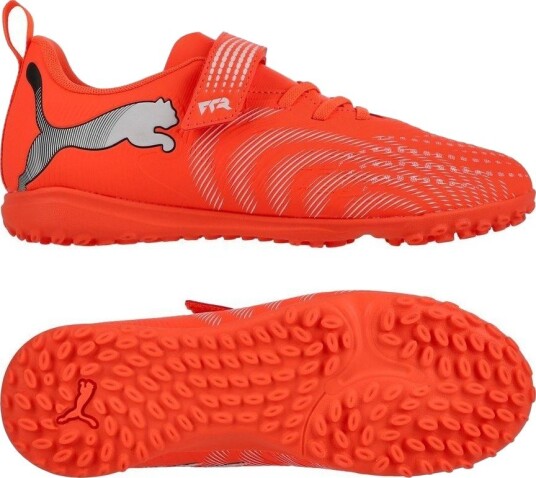 PUMA Future 9 Play Borrelås TT Unleashed   rød/PUMA White/PUMA Svart/PUMA Sølv Barn   Turf (TF) størrelse 34