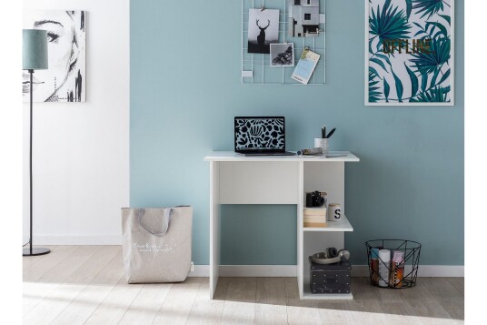Skrivebord Adeon 82 cm med Oppbevaringshyller   Hvit