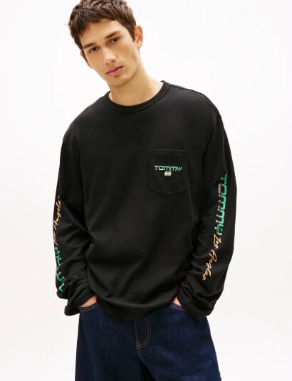 Tommy Jeans Tjm Rlx La Ls Tee   Black   XS