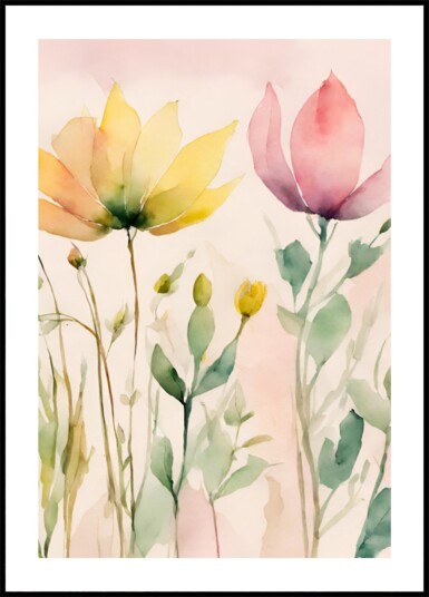 Soft Watercolor Flowers Plakat / 21x30