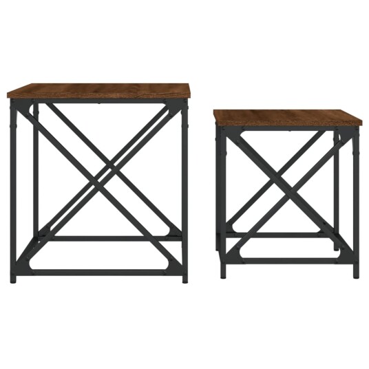 Stablebare salongbord 2 stk brun eik konstruert tre 8721012339989