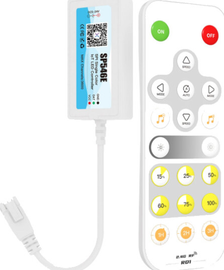 Mini kontroller + fjernkontroll til SPI løpelys kontroller 2,4ghz Mini kontroller + fjernkontroll til SPI løpelys kontroller 2,4ghz