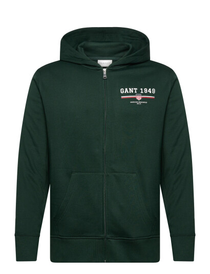 GANT Graphic Full Zip Hoodie - Green - XL GANT Graphic Full Zip Hoodie - Green - XL