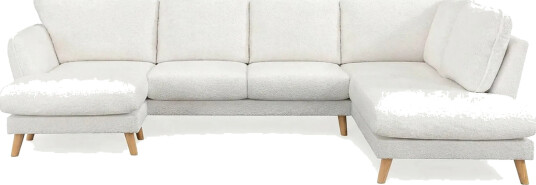 Trend Lyx 4 seters Høyrevendt U formet Sofa med Divan og Sjeselong i Bouclé Hvit