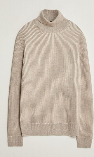 Zanone Fishermans Rib Rollneck Beige Zanone Fishermans Rib Rollneck Beige