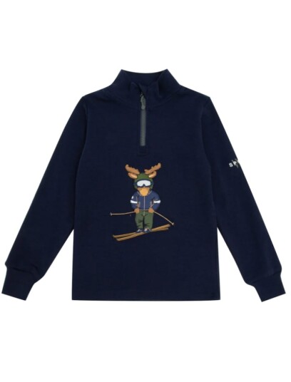 WoolLand Høvringen Merino Half Zip Barn Blue Ink 98 104