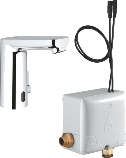 GROHE EUROSMART CE berøringsfri batteri 107 mm tut/6V 1t med blå tut/t