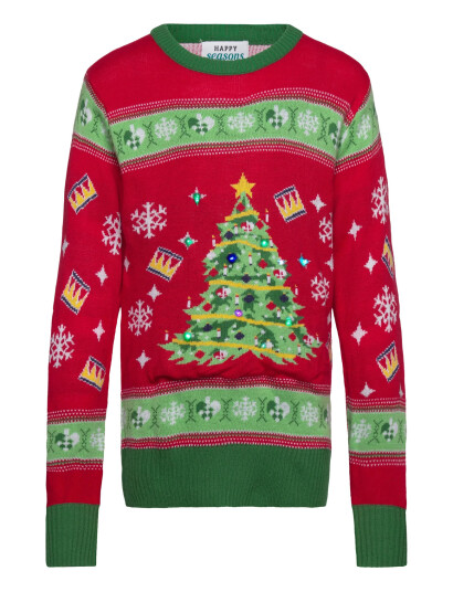 Happy Seasons Christmas Tree Christmas Sweater Red - Red - 7-8ÅR