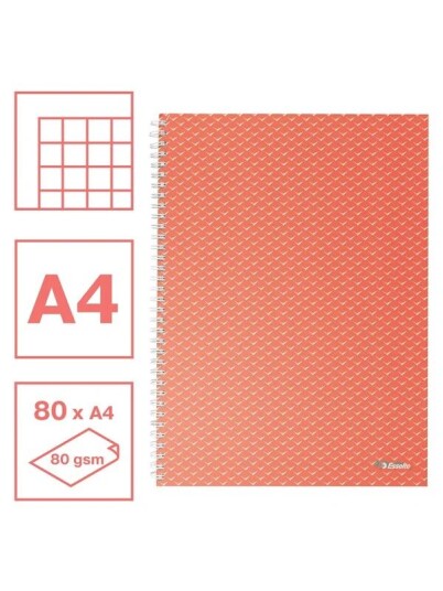 Esselte Colour"Breeze A4 Notebook squared wirebound Coral