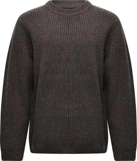 Garment Project Boxy Wool Knit - Dark Taupe Melange - TAUPE - S