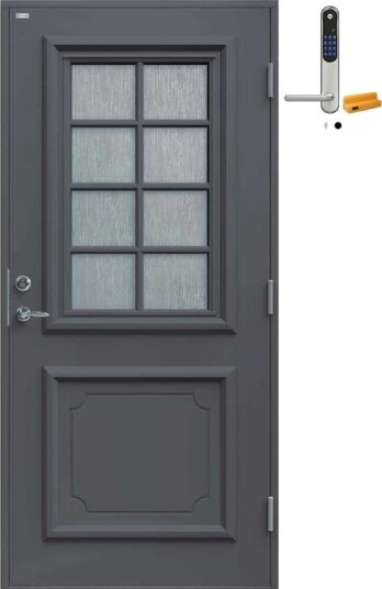 Ytterdør Diplomat Svea Cotswold Glass med Yale Doorman Classic Home