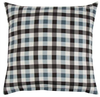 Borg Living Organisk putetrekk - 60x63 cm - Bomullssateng - Check Blue