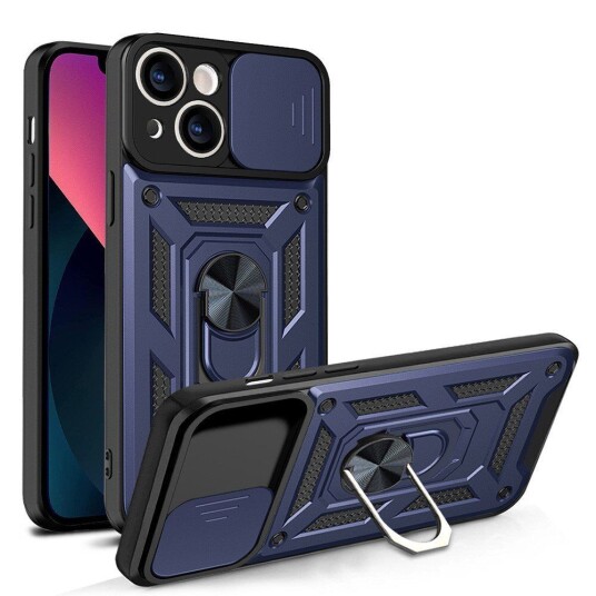 INCOVER iPhone 13 Bakdeksel med Magnetisk Kickstand Og Cam Slider - Blå