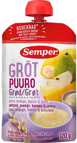Semper Grøt med pære, mango, banan og eple fra 6 mnd. - 120 g
