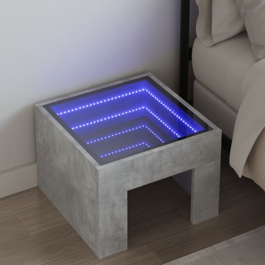 Salongbord med Infinity LED betong grå 40x40x30 cm 3284073