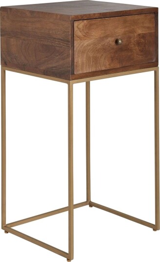 Seddik Nattbord 35 cm Rektangulær - Gull/Brun