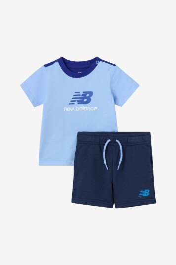 New Balance Sett NB Jersey Ringer Tee & FT Short Set Blå