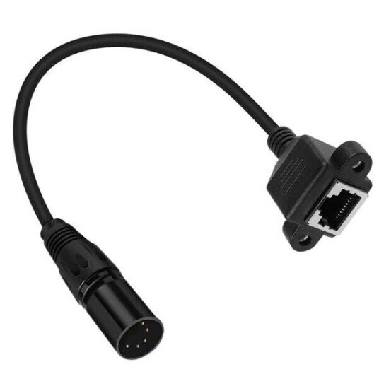 Lydkabel XLR 5 pins hann til RJ45 hunn – 30 cm svart