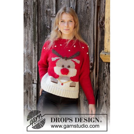 Â Red Nose Jumper by DROPS Design Genser Strikkeoppskrift str S XXXL