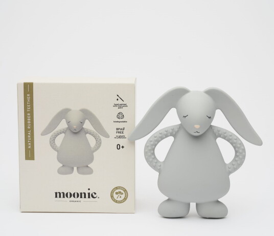 Moonie Bamse Biteleke Natural Rubber Teether Gray