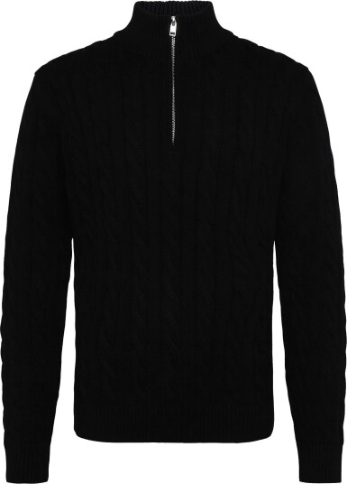 Lindbergh Cabel Zip Neck Knit BLACK XL
