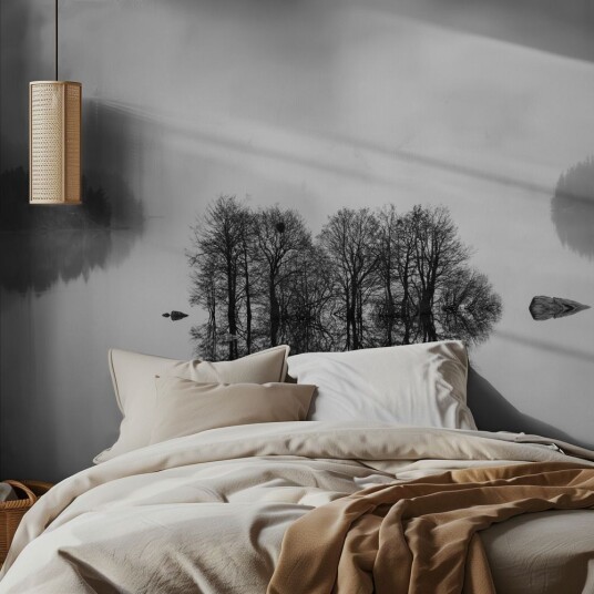 Tapet Tåkete Innsjø Refleksjon Tapet Tåkete Innsjø Refleksjon