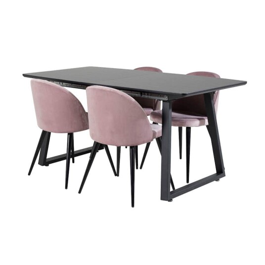 Venture Home Spisegruppe Venture Home Ina med 4 Valentina Stoler Fløyel GR20332
