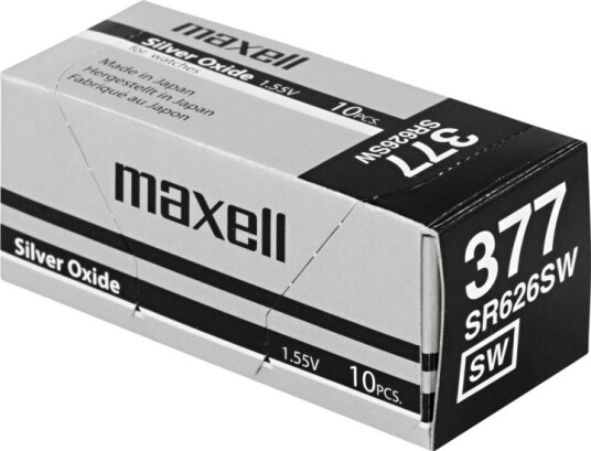 Maxell knappcellsbatteri, Silver-oxid, SR626SW(377), 1,55V, 1-pack