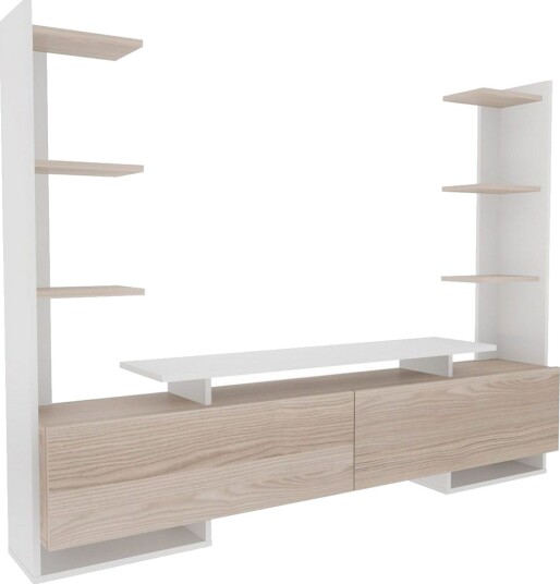TV-bord Akdere Hvit / Eik - Mellomfarget tre/Hvit