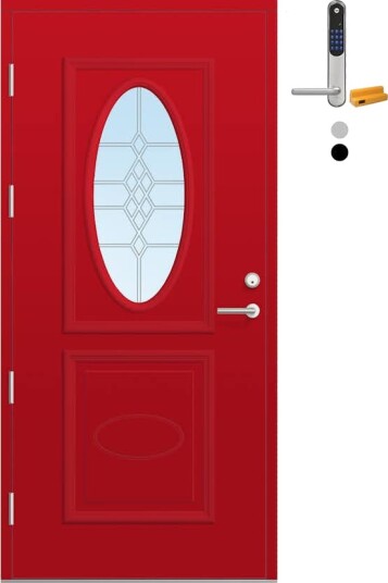 Ytterdør Bygg1 Fjord 05 Blyglass med Yale Doorman Classic Home