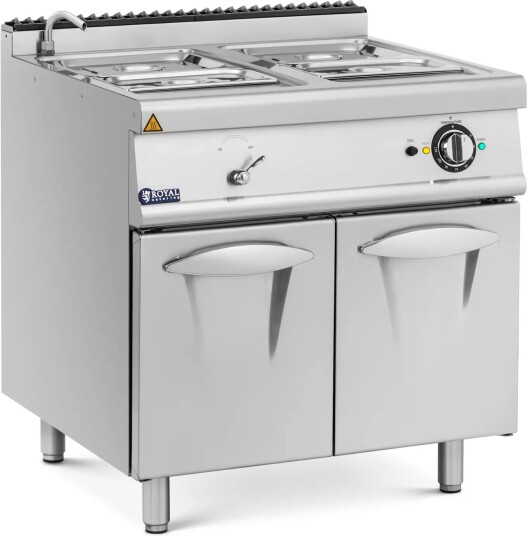 Bain-Marie 6000 W 2 x GN 1/2 2 x GN 1/3 vannkran underskap 80 x 73 cm Royal Catering RCEBM-80/700C