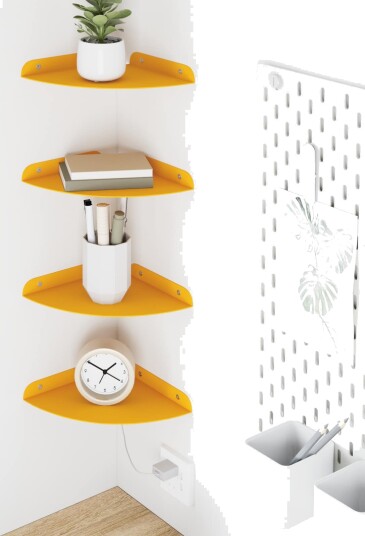 vidaXL Flytende hylle med hylle 4 pcs Sennepsgul 18 x 18 x 2 cm