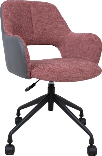 Kontorstol HOME4YOU Keno Med hjul, mørk rosa/grå - mørk rosa/grå