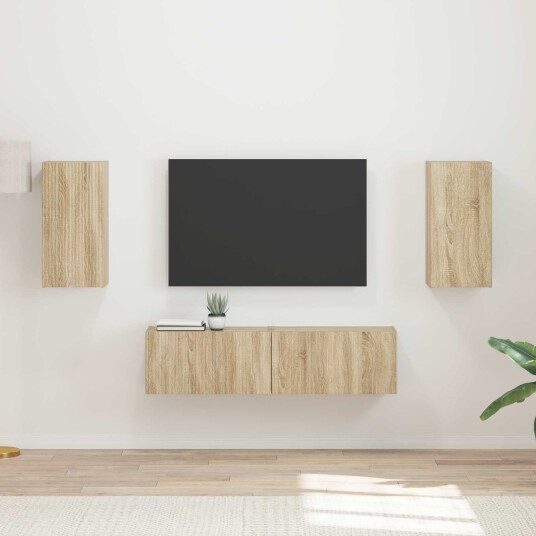 TV benksett 4 pcs Sonoma eik Konstruert tre TV benksett 4 pcs Sonoma eik Konstruert tre