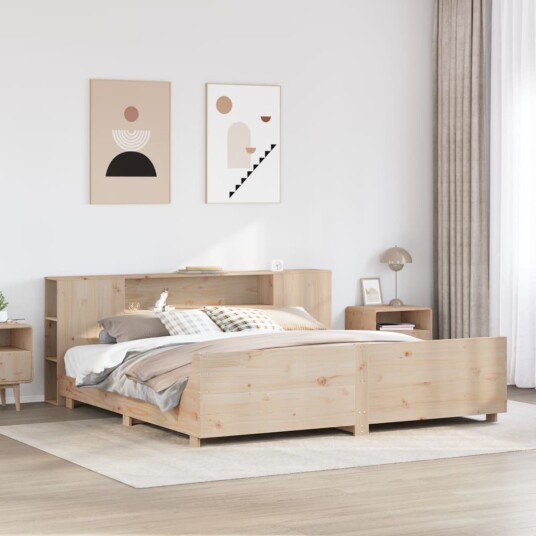 Sengeramme med madrass 200x200 cm heltre furu 8721158624253
