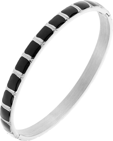 By Jolima Avenue Bangle Black   Silver   ONE SIZE 6 cm