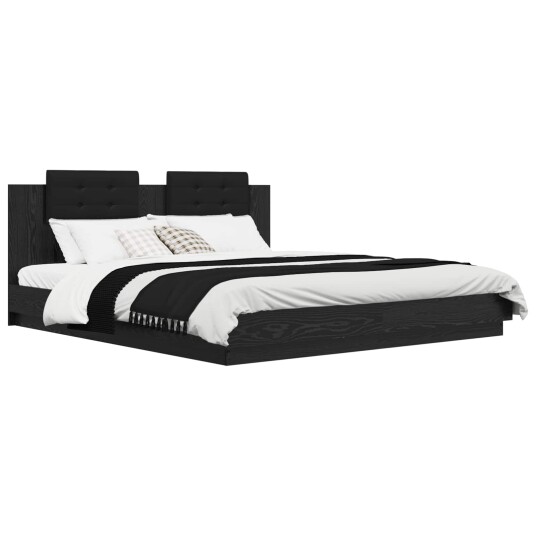  Sengestamme med hodegatt Svart Eik 180 x 200 cm Konstruert tre
