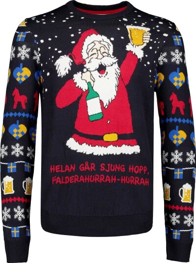 Lindbergh Xmas Cheers O-Neck Sweater - BLUE - XL