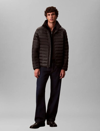 Calvin Klein Ls Lt Wt Nylon Channeled Puffer   Black   XL