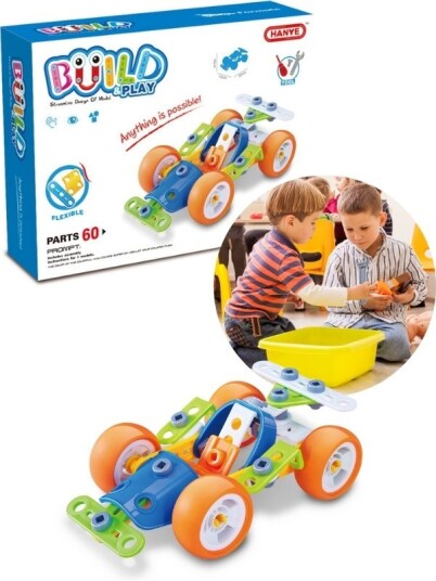 Build & Play fleksibelt byggesett med verktøy Racerbil med 60 deler Build & Play fleksibelt byggesett med verktøy Racerbil med 60 deler
