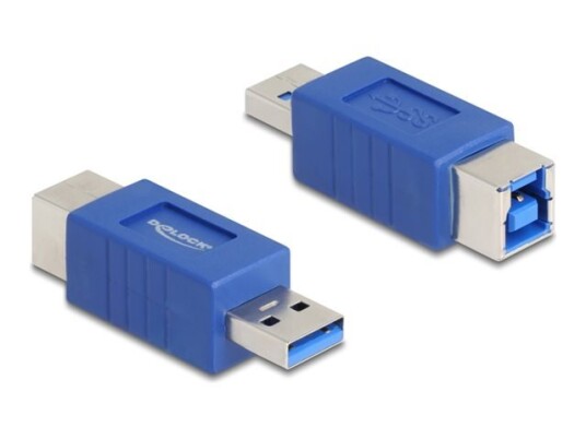 Delock - Usb-Adapter - Usb-Type A (Hann) Til Usb Type B (Hunn) - Crossed Pin Assignment, Up To 5 Gbps Data Transfer Rate - Blå