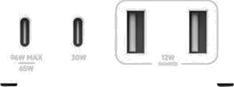 Belkin 108W GaN 4-Port Mobillader med 2m Kabel - Hvit Belkin 108W GaN 4-Port Mobillader med 2m Kabel - Hvit
