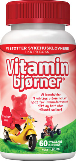 Vitaminbjørner Tyggetabletter Bringebær 60 stk. Vitaminbjørner Tyggetabletter Bringebær 60 stk.