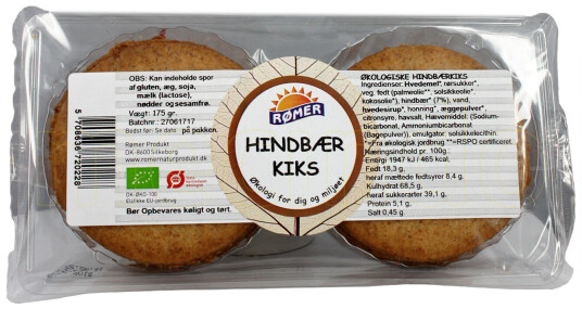 Rømer Kjeks M/bringebærfyll Økologisk 175g Rømer Kjeks M/bringebærfyll Økologisk 175g