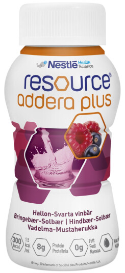 Resource Addera plus næringstilskudd, Bringebær og solbær, 4x200 ml Resource Addera plus næringstilskudd, Bringebær og solbær, 4x200 ml