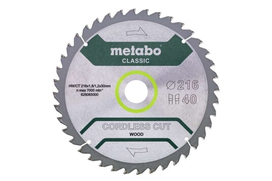 Metabo Sagblad 216 mm 40T for Tre - Høyytelses Klipping Metabo Sagblad 216 mm 40T for Tre - Høyytelses Klipping