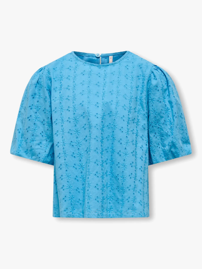Kids Only Margot Life Short Sleeve Embroidery Top Blå 122