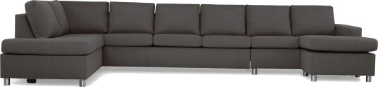 Crazy 6 seters Venstrevendt U formet XX Large Sofa med Divan og Sjeselong i Stoff Mørk grå
